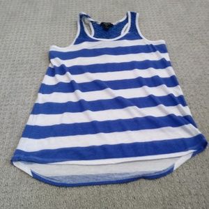 Women's small blue and white tank blouse.